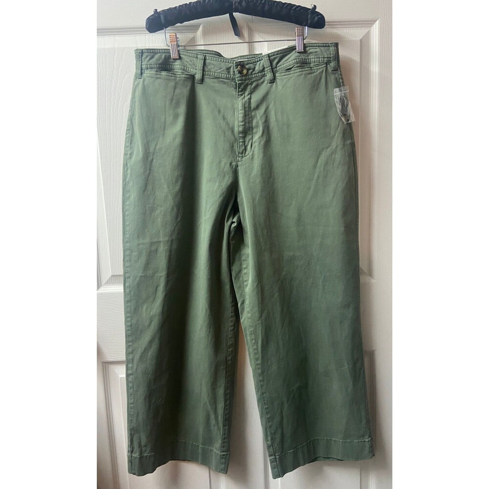 Sonoma Cropped Pants Womens Plus18 Army Green Wide Leg High Rise